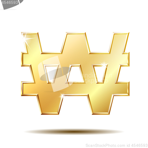 Image of Gold shiny Korean won symbol