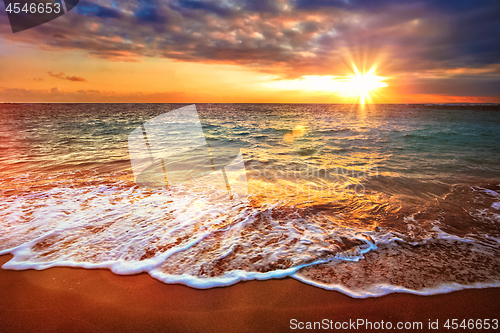 Image of Calm ocean during tropical sunrise