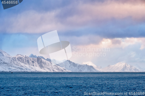 Image of Fjord in Norway on sunrise