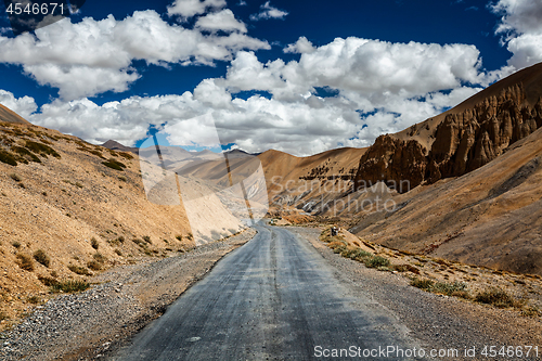 Image of Trans-Himalayan Manali-Leh highway road. Ladakh, Jammu and Kashm