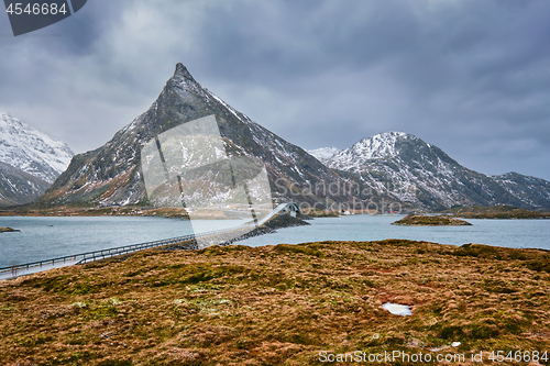 Image of Fredvang Bridges. Lofoten islands, Norway