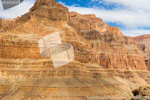 Image of aerial view of grand canyon cliffs from helicopter