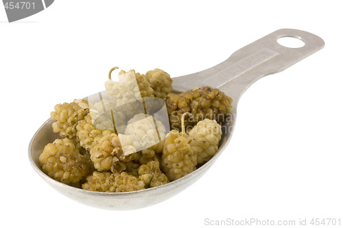 Image of tablespoon of dried mulberry fruits