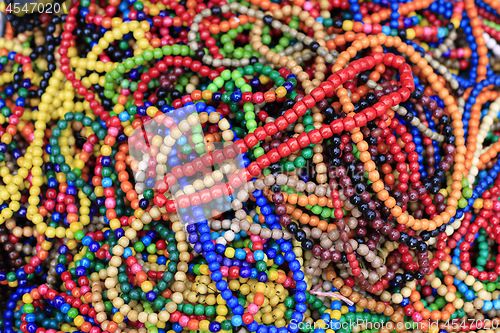 Image of Colorful bright beads, close-up background