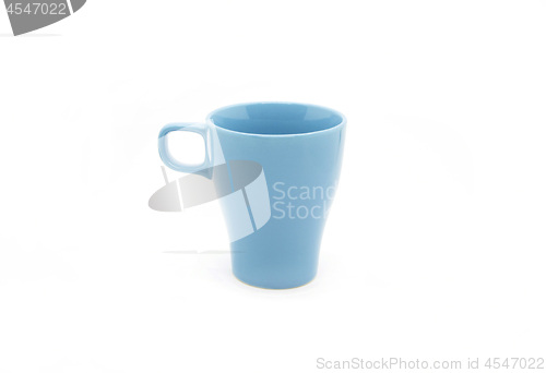 Image of Bright blue ceramic cup isolated on white background
