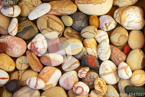 Image of Set of beautiful colorful stones with different pattern polished