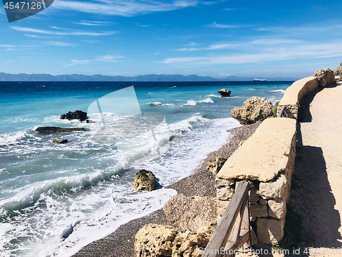 Image of Beautiful view of Aegean sea coastline 