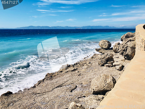 Image of Beautiful view of Aegean sea coastline 