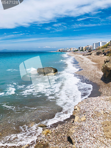 Image of Beautiful view of Aegean sea coastline 