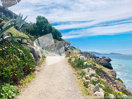 Image of Beautiful view of Aegean sea coastline 