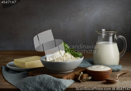 Image of milk and various dairy products