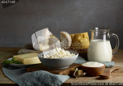 Image of milk and various dairy products