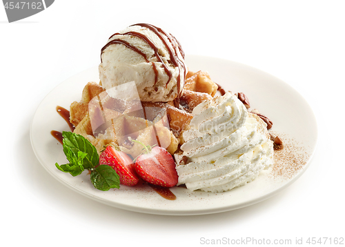 Image of belgian waffle dessert