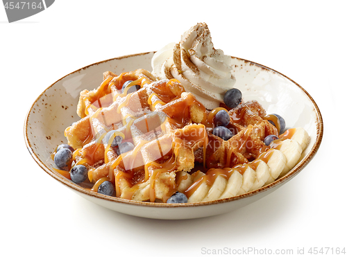 Image of plate of belgian waffles dessert