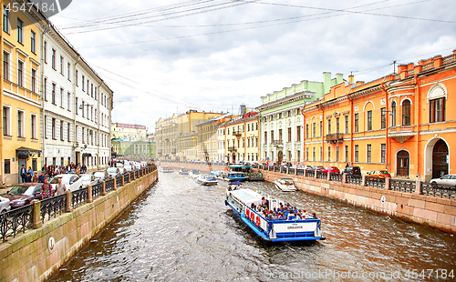 Image of panoramic view of Moyka river, St.Petersburg, Russia