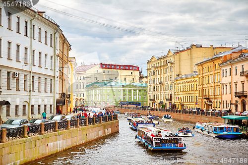 Image of panoramic view of Moyka river, St.Petersburg, Russia