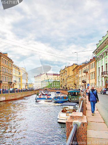 Image of panoramic view of Moyka river, St.Petersburg, Russia