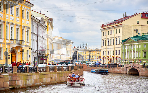 Image of panoramic view of Moyka river, St.Petersburg, Russia