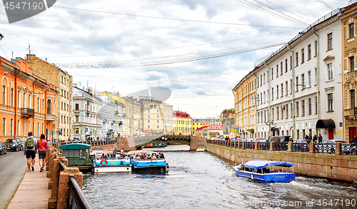 Image of panoramic view of Moyka river, St.Petersburg, Russia