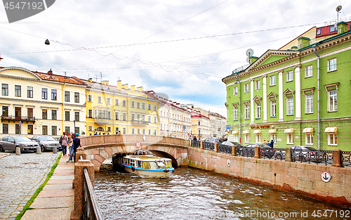 Image of panoramic view of Moyka river, St.Petersburg, Russia