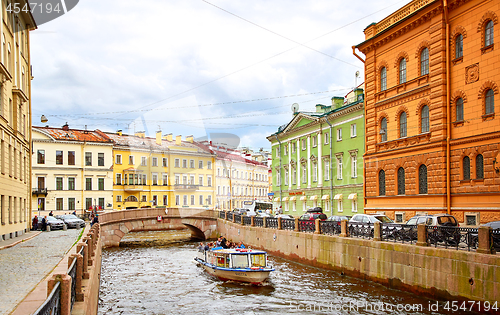 Image of panoramic view of Moyka river, St.Petersburg, Russia