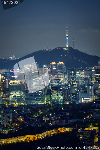 Image of Seoul skyline in the night, South Korea.