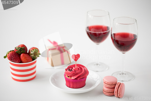 Image of close up of red sweets for valentines day