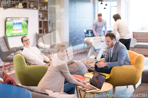 Image of Startup Business Team At A Meeting at modern office building