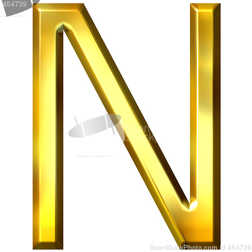 Image of 3D Golden Letter N