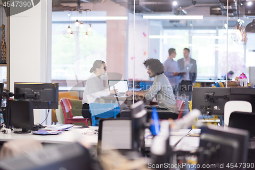 Image of startup Business team Working With laptop in creative office