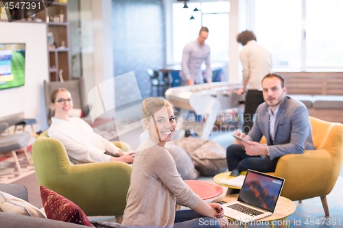 Image of Startup Business Team At A Meeting at modern office building