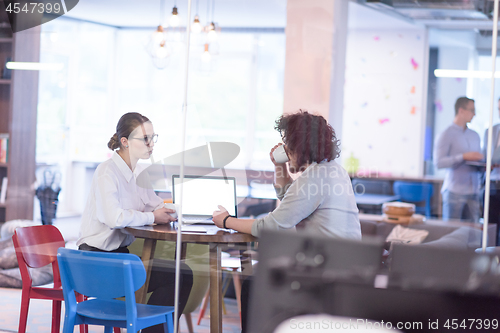 Image of startup Business team Working With laptop in creative office