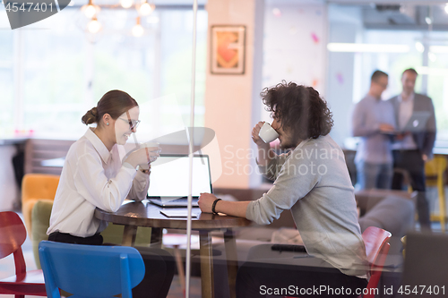 Image of startup Business team Working With laptop in creative office