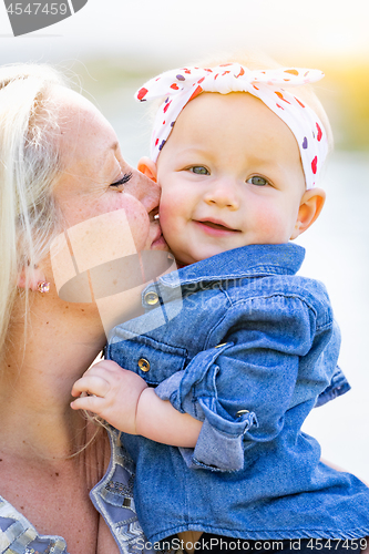 Image of Young Caucasian Mother and Daughter At The Park