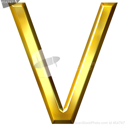Image of 3D Golden Letter V