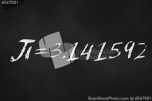Image of number pi written on a chalkboard