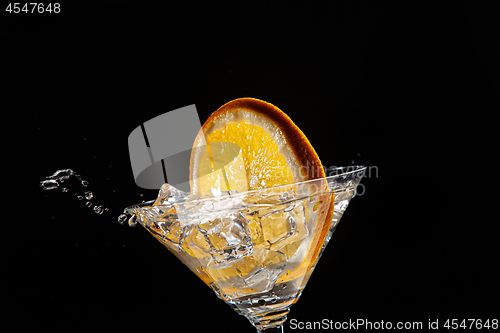 Image of Orange, Glass, Ice And Water