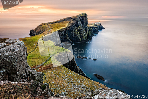 Image of seascape lighthouse rocks