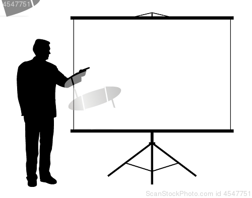 Image of Man showing presentation on projection screen