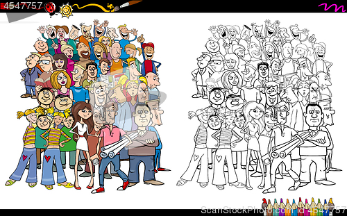 Image of people in crowd coloring book