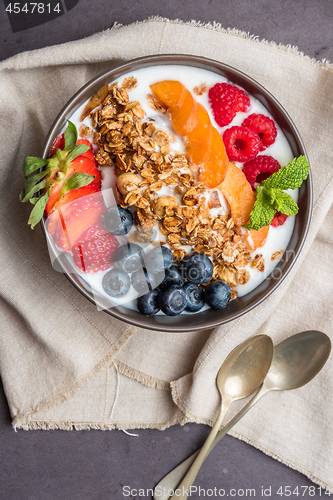 Image of Yogurt with baked granola and berries