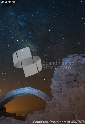 Image of Milky Way and ruins in Israel