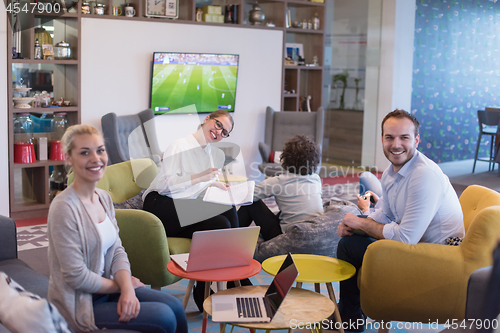 Image of Startup Business Team At A Meeting at modern office building