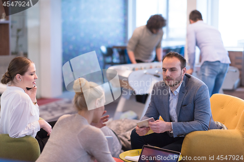 Image of Startup Business Team At A Meeting at modern office building