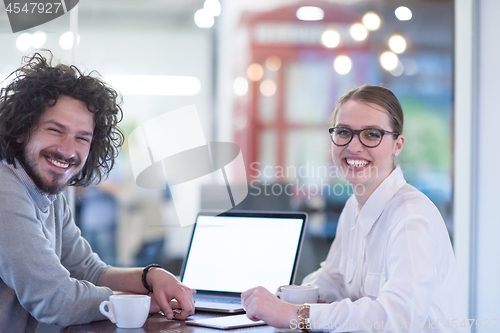 Image of startup Business team Working With laptop in creative office