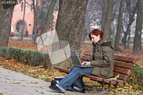 Image of Working on a laptop