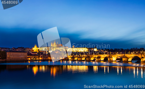 Image of Panorama of Charles Bridge (Karluv most) and Prague Castle