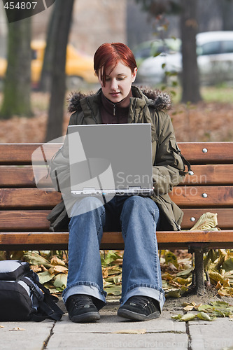 Image of Working on a laptop