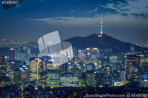 Image of Seoul skyline in the night, South Korea.