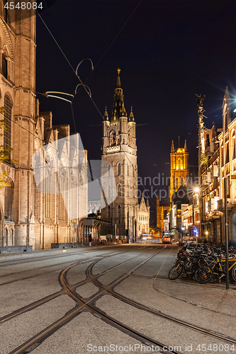 Image of Belfry of Ghent in the night